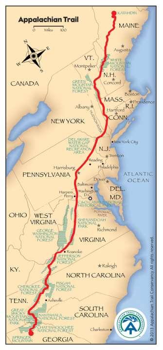 Appalachian National Scenic Trail 2,175 mile footpath from Maine to Georgia Crosses 14 states, 6 NPS units, and 8 National