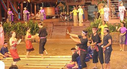 customs and traditions in an agricultural community in Thailand; Dance performance