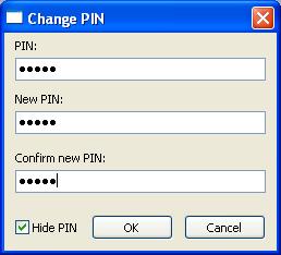 Minimalan broj znakova za unos novog PIN-a je pet (preporučamo osam). PIN može sadržavati kombinaciju brojeva i slova (aplikacija razlikuje velika i mala slova).