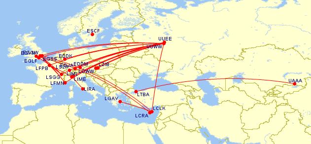 9. TRENDS ON TOP EUROPEAN AIRPORT PAIRS [EUROPEAN DOMESTIC FLIGHTS ONLY] UUWW airport pairs feature as the busiest in terms of flight hours in Q4, with UUWW-LFMN up 7%, also UUWW connections with