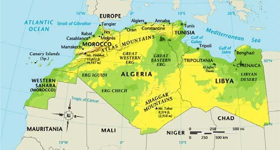 Chapter 25, Section 2 Physical Characteristics of North Africa Maghreb comes from an Arabic word meaning the land furthest west, and the majority of people in the region are Arabic-speaking Muslims.