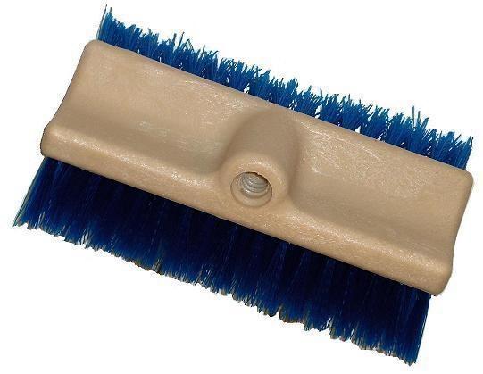 DECK SCRUB BRUSHES Wood Block: 2-7/8 wide block has one threaded and one tapered handle hole. Trim 2.