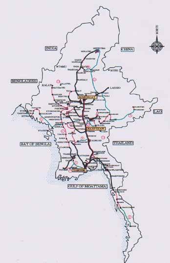RAILWAY NETWORK Myanmar Railways Network Trans-Asian Railway Network Thanphyuzayat Namtok Total Route Length 5,992.13 kms.