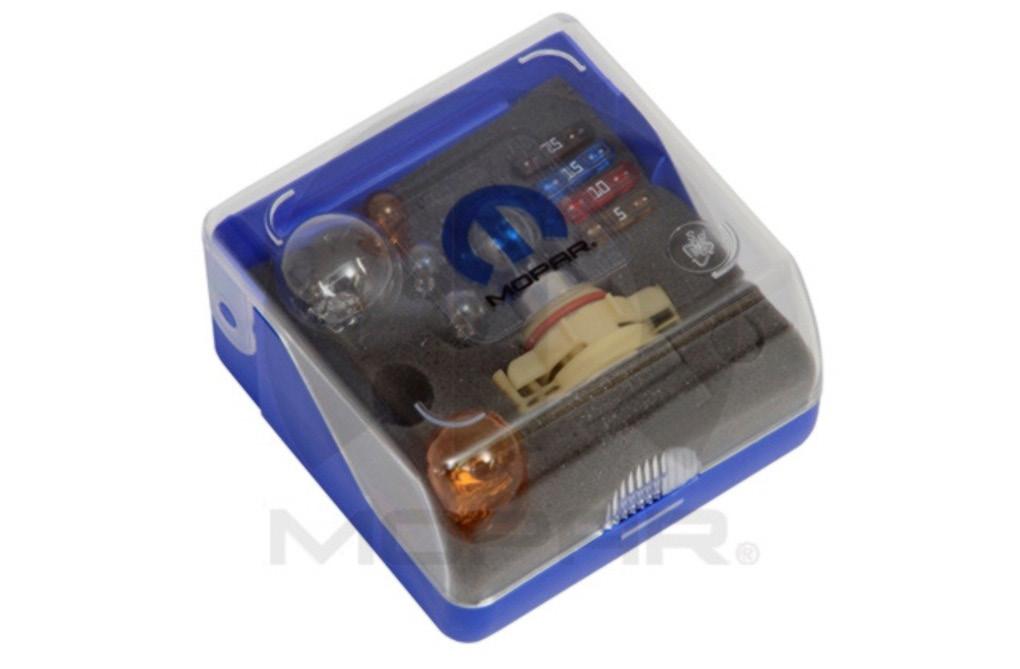 Bulb Kit Compact kit for easy storage in glove compartment contains major bulbs for exterior lighting and fuses.