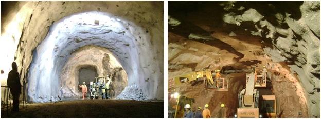 Most tunnels were excavated in formations of poor and very poor rock quality (RMR), with drill and blast methods, where a wide combination of shotcrete reinforced