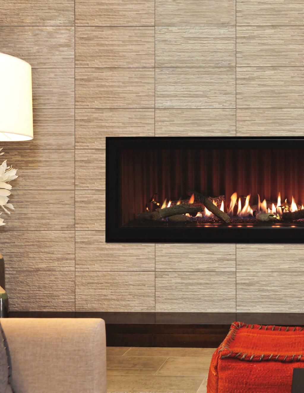 Boulevard 60-inch Direct-Vent Linear Fireplace with Ridgeback
