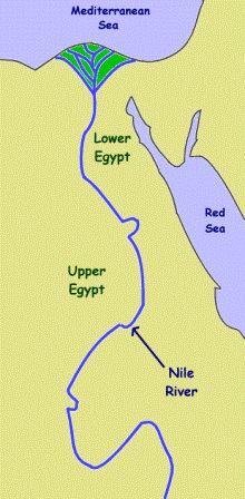 Ancient Egypt was divided into two regions: Upper