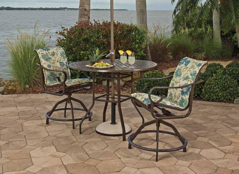 Aluminum Sling West Wind Sling Finish: BRNZ Padded Sling: G27 Table: Roma (discontinued) West Wind Sling 1 3/4 x 1/2 Oval Arm Available in Padded Sling #W2350 Dining Arm Chair 24 29 35 17 24 #W2350HB