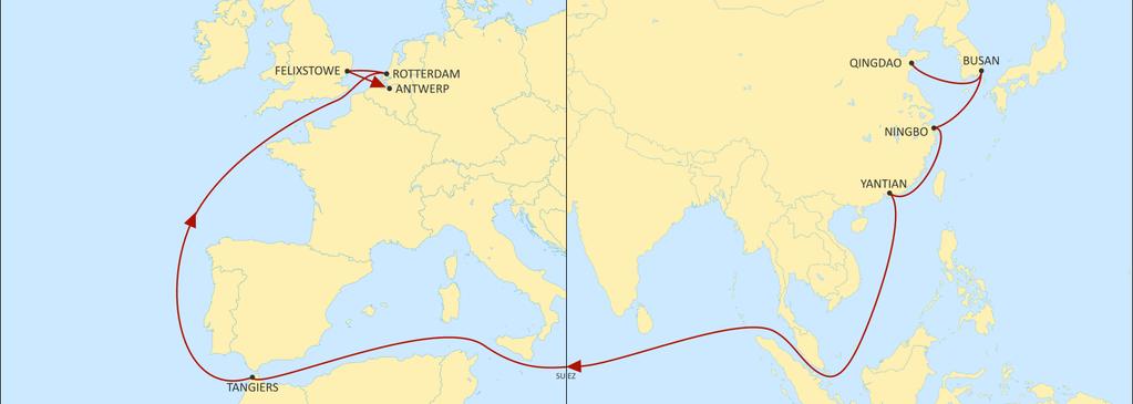SWAN WESTBOUND Best and direct product to Rotterdam from main Asian ports Best connection from North China, Korea and Yantian to Felixstowe