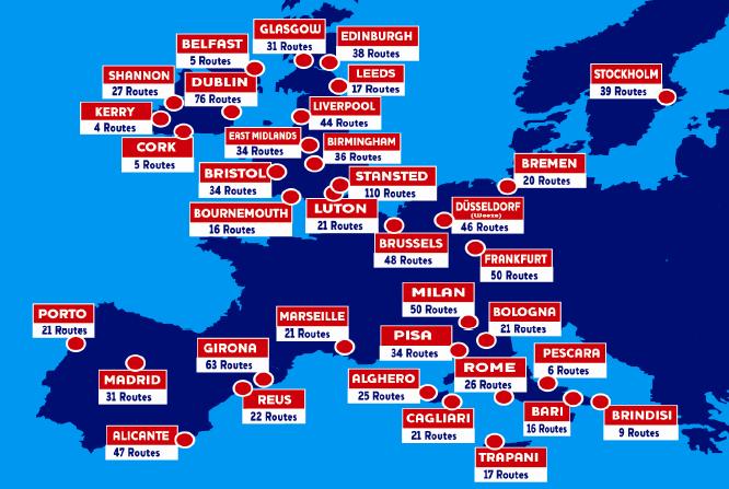 Ryanair had 36 bases across Europe - mid