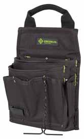 Versatile seven-pocket design easily accommodates a wide variety of professional hand tools.