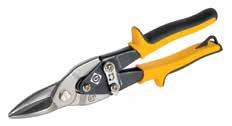 Hand Tools Aviation Snips 0653-01L Drop-forged, chrome-moly steel blades with serrated edges.