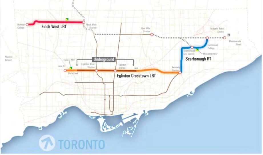 Toronto City Council Decision February 8, 2012 Light Rail Transit for Toronto 52 km Pending Metrolinx Decision $1.0 B $0.