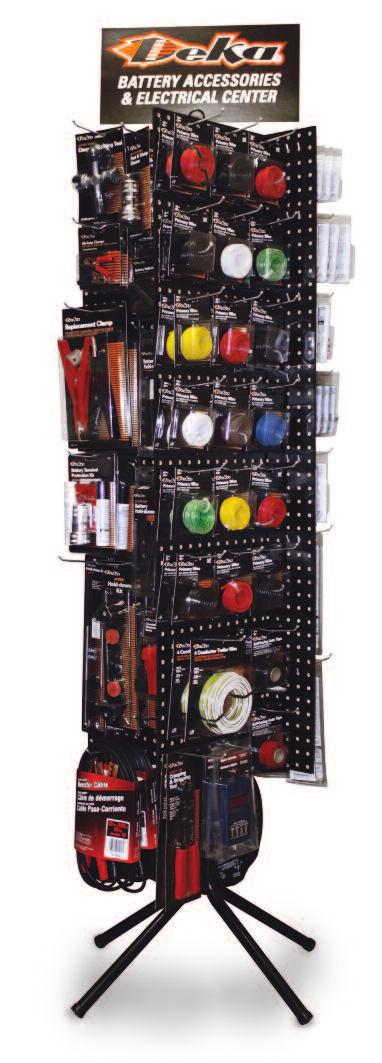 PAGES 82 THRU 84 ACCESSORIES SPINNER RACK SPINNER RACK BATTERY ACCESSORIES & ELECTRICAL CENTER One stop display for your battery accessories and electrical wire needs.