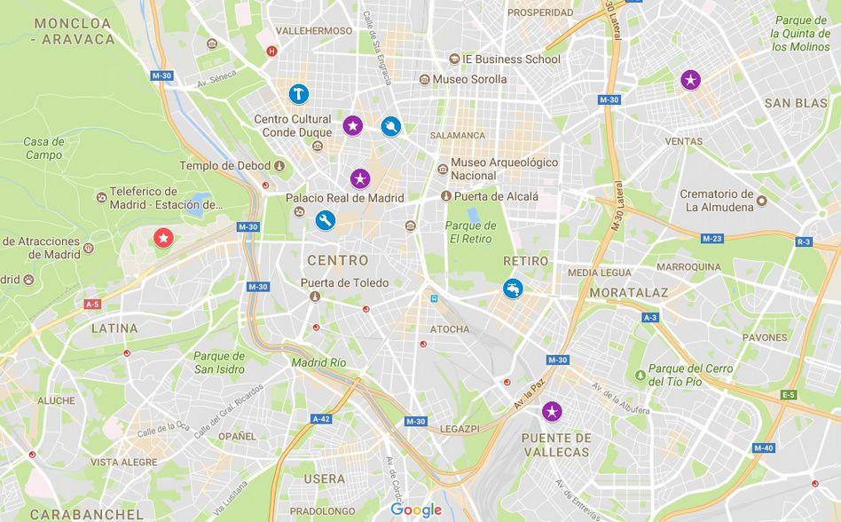 There are a lot of game stores in Madrid. Here is a link to a map of these stores: https://www.google.es/maps/@40.4231644,-3.7531986,12z/data=!4m2!6m1!