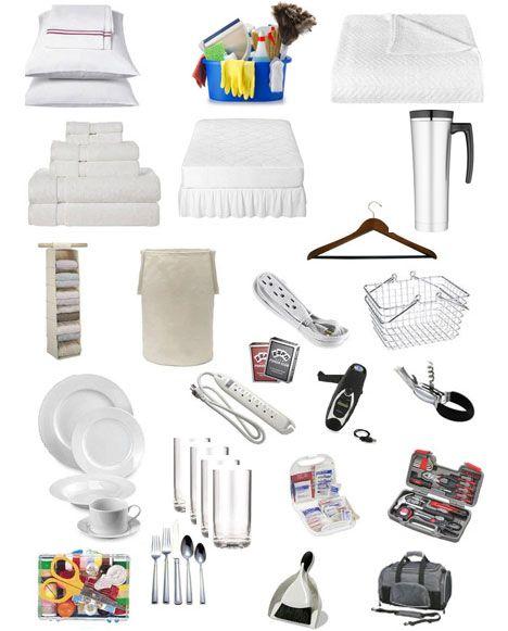 Clothes steamer Coffee mug Cologne Comforters Cutlery (knives forks) Decorative pillows Dust buster Ear buds/ headphones Electric