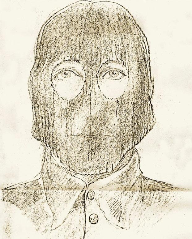 A sketch depicting a masked burglar, believed to have been the East Area Rapist, who was scared off