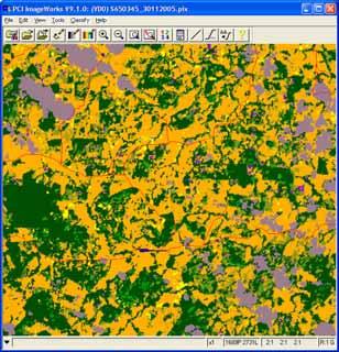 The automatic land cover classification is not used to detect coca cultivation but rather to study broadly the various land cover present on an image.