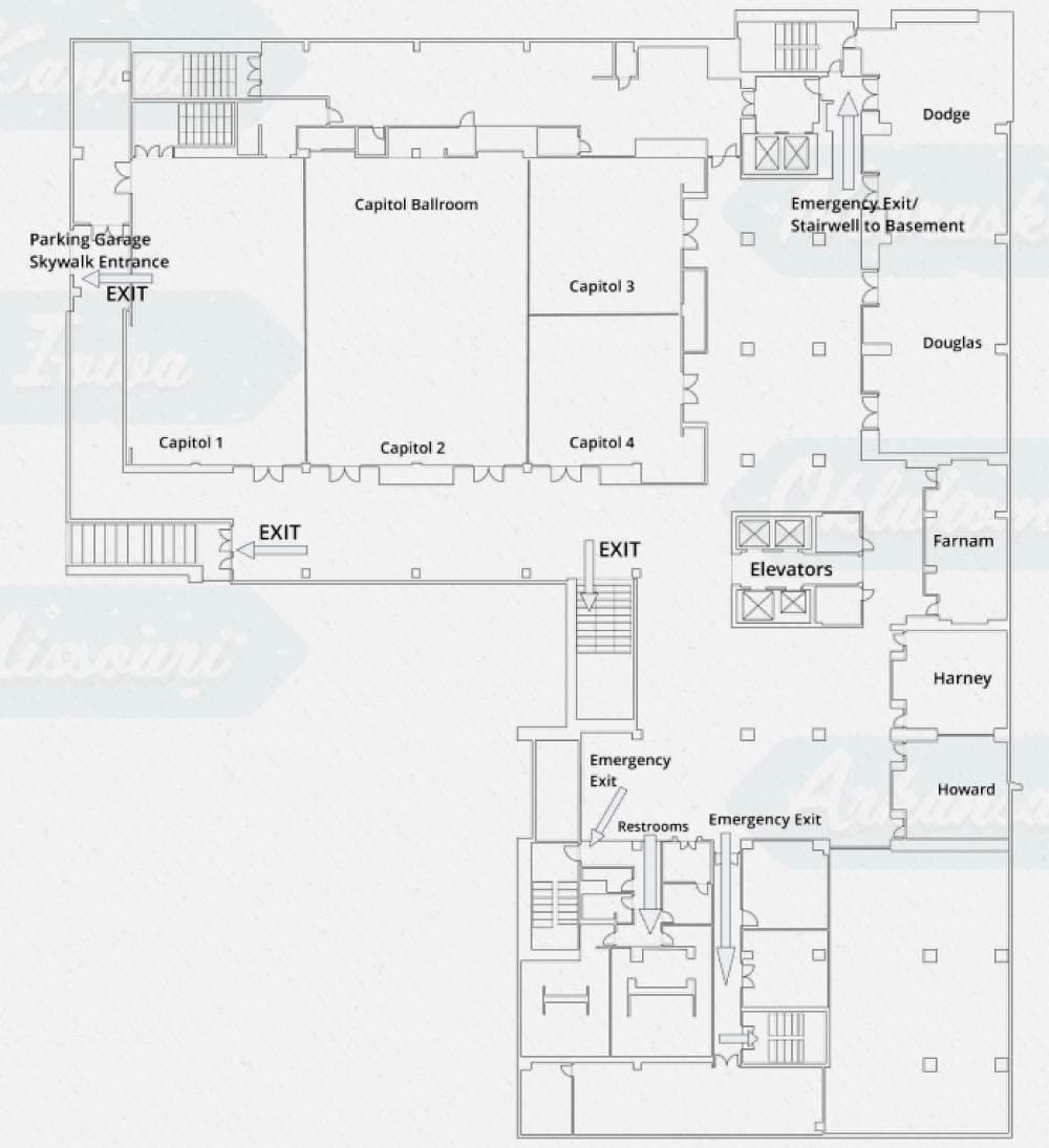 MAP OF MARRIOTT CONFERENCE ROOMS FLOOR 2 MEALS AND GENERAL MEETING SESSIONS