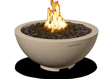 All Weather Electronic Ignition System Fire Bowls Feature Highlights Contemporary design Handcrafted from innovative Glass Fiber Reinforced Concrete (GFRC) 16" stainless steel burner Optional 110V