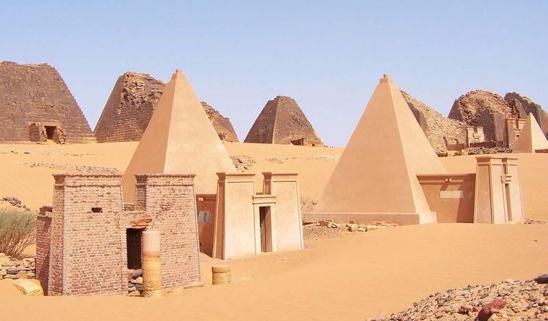 Pyramids of Meroe, with some reconstruction