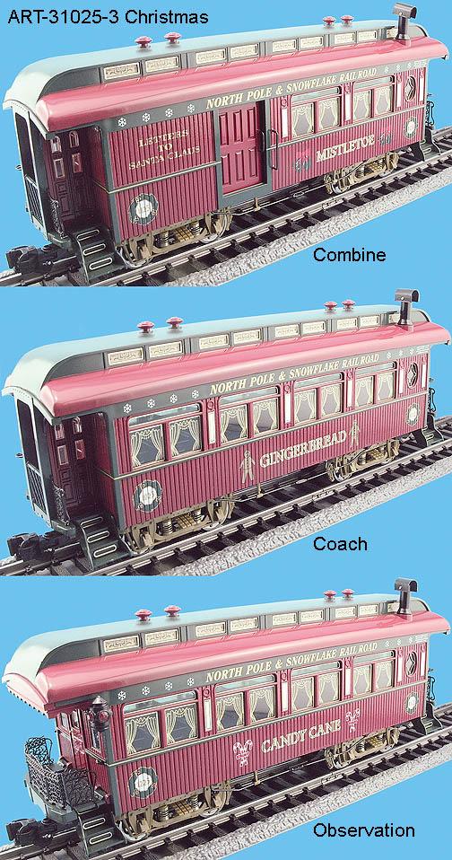 Folks, I have a spare G Gauge Aristo- Craft Sierra three car Christmas passenger set in like new condition (except for points noted below) and a two axle Christmas tank car which I would like to