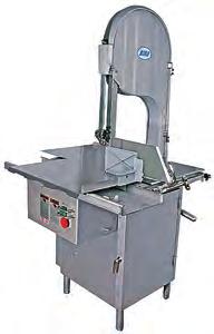 (B) Model KSP-116 High Speed Meat Band Saw (Cat#: BSBASAKSP116) - Stainless steel construction. Belt driven. Sliding table. Hose down washable. Specifications - Horsepower: 1.