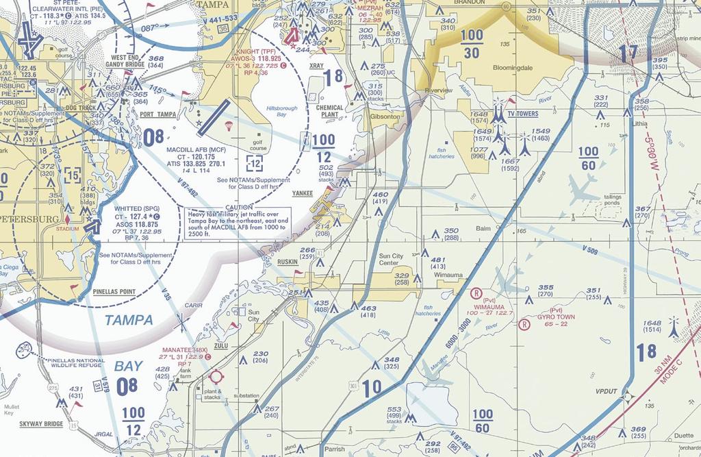 VFR PROCEDURES ARRIVALS OVER LAKE PARRISH 325 CAUTION: REMAIN CLEAR OF MACDILL AFB CLASS D AIRSPACE.