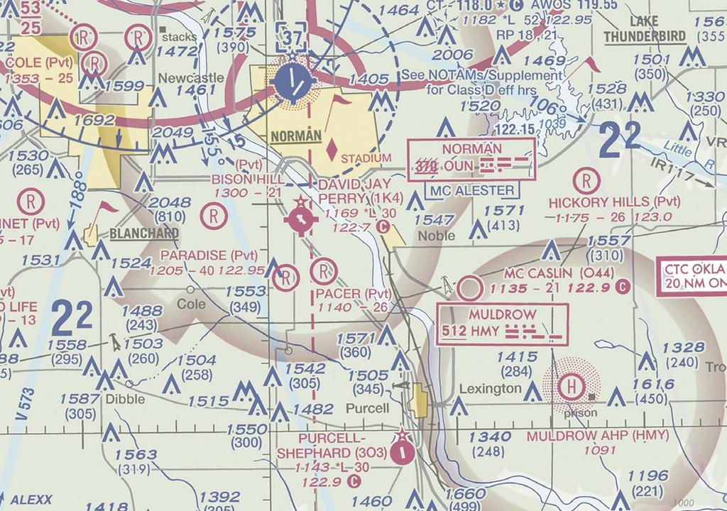 VFR PROCEDURES ARRIVALS OVER PURCELL-SHEPHARD AIRPORT (3O3) N35 14 36 W97 28 15 DAVID J PERRY AIRPORT (1K4) N35 09 18 W97 28 14 NORTHBOUND STAY WEST OF I-35 SOUTHBOUND IN HOLD STAY EAST OF I-35