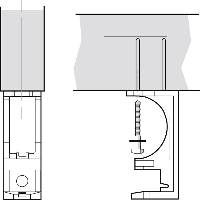 Position the Bracket against the soffit, centered over the vertical line, with the back of the Bracket even with the horizontal chalk line (see Figure 10 on Page 11), and mark the two holes.