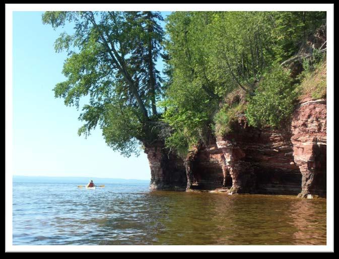 South Entry to Baraga County to Baraga County/Marquette County Line (72 miles) - This stretch of the water trail is very diverse, offering red cliffs that rise from the water s edge, the developed