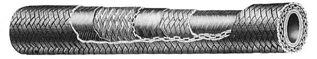 303, 302A Medium Pressure Hose,, and Assemblies Construction: Inner Tube: seamless synthetic rubber compound Reinforcement: synthetic impregnated single-wire braid over single cotton braid Outer