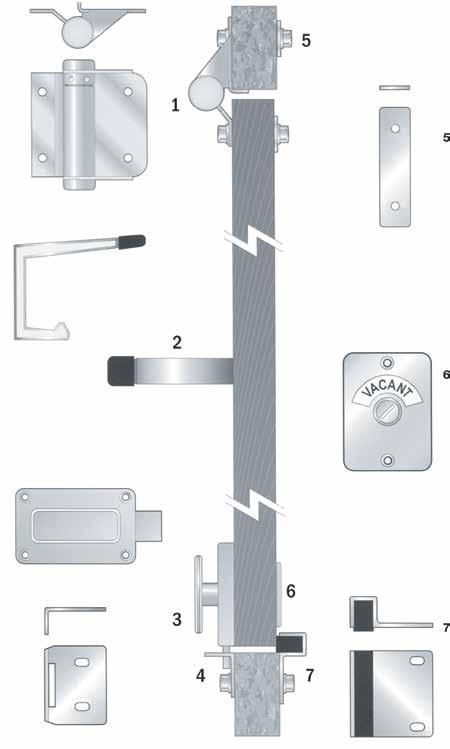 Brass PARTITIONING HARDWARE SETS Hinge Handling: One thing to remember with designing/fitting out a toilet or shower partition program hinge handing is done from the internal cubicle side of the