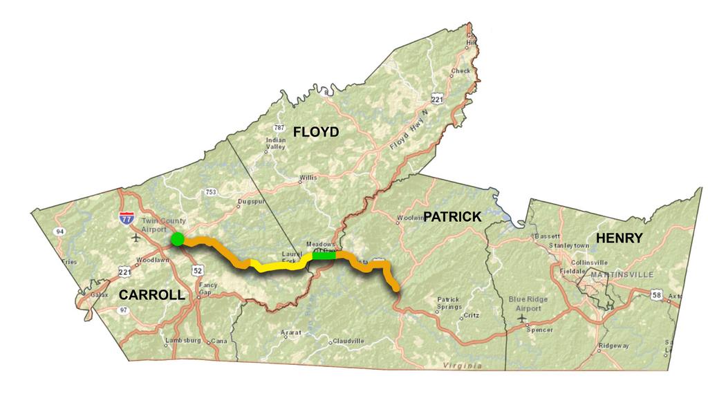 ROUTE 58 PPTA - HILLSVILLE TO STUART (37 MILES) BRANCH HIGHWAYS, INC. Completed PE/RW Active Under Construction ROUTE 669 1.7 MILES 0058-017-E36 RIGHT OF WAY COMPLETE UPC 18107 CROOKED OAK 7.