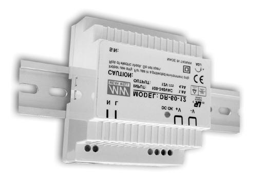 60W Single Output Industrial DIN Rail ower Supply DR-60 s e ries SECIFICATION MODEL OUTUT INUT ROTECTION OTHERS NOTE DC VOLTAGE RATED CURRENT CURRENT RANGE RATED OWER VOLTAGE ADJ.