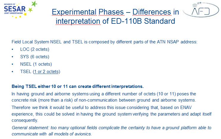 [EV_06_01] Misinterpretation of technical standards such as for example [ED-110B] AFD reported that they had not interpreted all the options provided in [ED-110B] [EV_06_01].