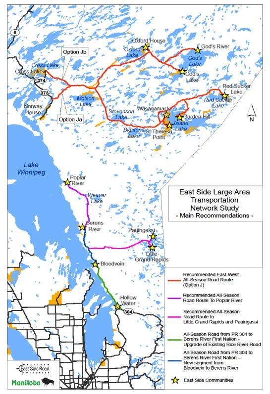 Bloodvein Access Road: In November, 2011 Canada, Manitoba and Bloodvein First Nation began construction of a 2.