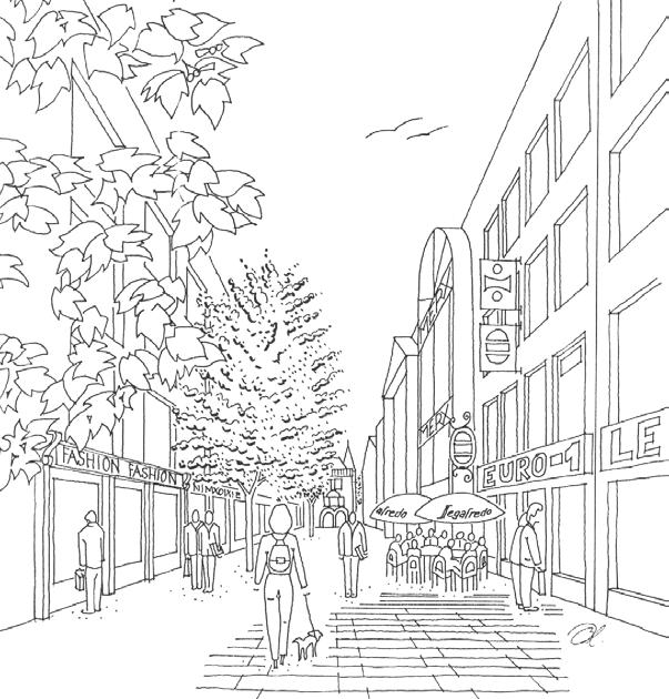 View through Faulkner s Lane from the south towards Crawford Art Galley: New buildings with