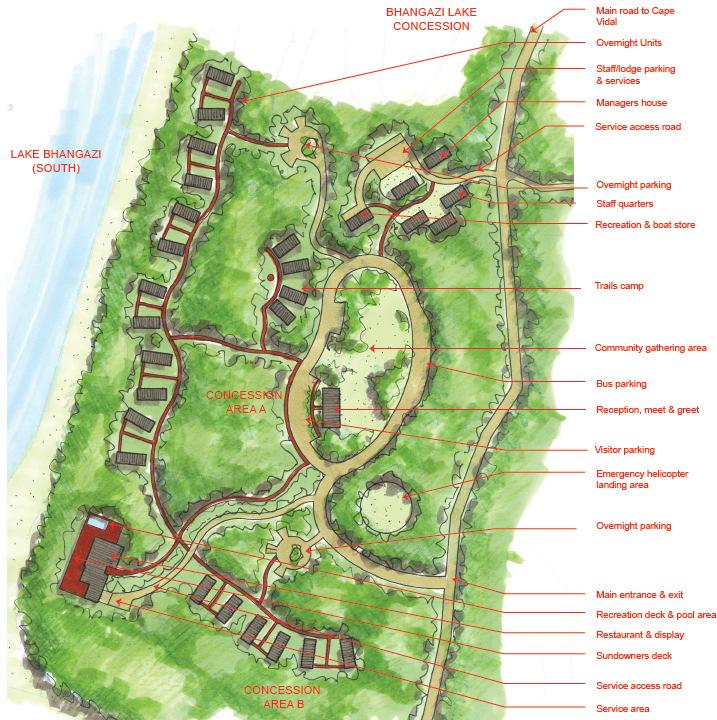 Figure 3. Bhangazi Lodge Development Plan The Lodge will include: 10 x 2 bed units with the option of catered and self-catering. 8 x 4 bed family units with the option of catered and self-catering.