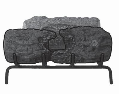This charred log set includes an ember screen
