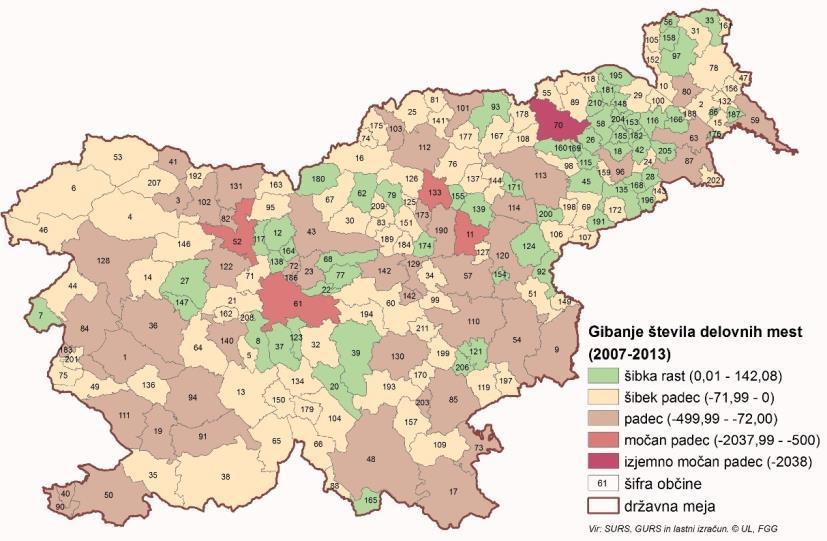 G11 Gibanje števila delovnih mest Opredelitev: Delovno aktivno prebivalstvo po občinah delovnega mesta, Slovenija, mesečno (Zaposlene osebe).