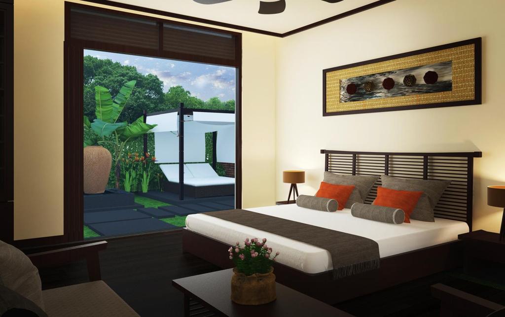 ACCOMODATION SUITES 10 suites 53-78 sqm (570-840 sqft) Oversized King bed(s) 1-2 Bathroom upon Type River View/Backyard Our Suites are designed to make you feel at home, with up to two bedrooms,