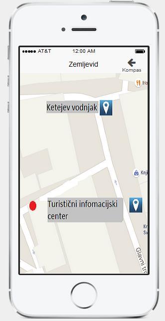 Slika 3.3: Prototip pogleda Zemljevid Vir: Cerovšek, lastni prikaz (2016) V tem pogledu se bo odprl zemljevid, ki bo približan na Novo mesto.