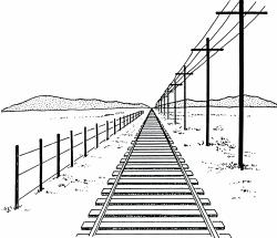 Perspektiva Če opazujemo tirnice železniške proge, opazimo, da se tirnici v daljavi približujeta ena drugi in se združita v eni točki. To imenujemo perspektiva. Slika 7.