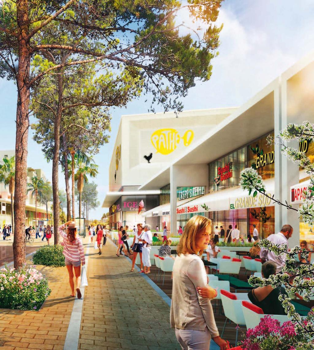 stores, 60 shops and stands, a food court and an entertainment area for children.