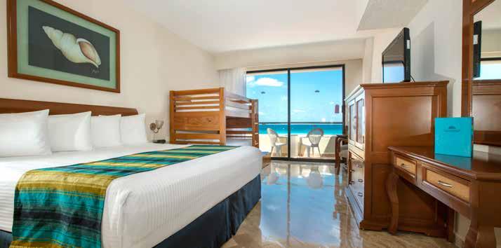 ROOMS FAMILY SECTION Standard Room Plus with ocean view: All rooms have ocean view and balcony King size bed and bunk bed with 3