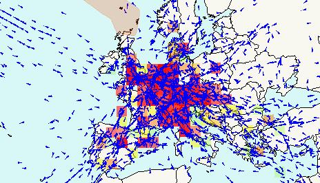 Normal traffic density in Europe in