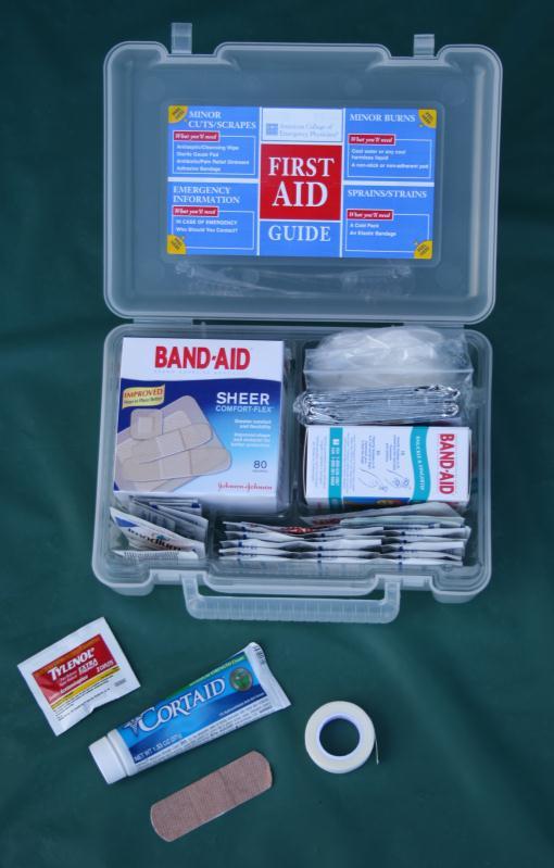 FIRST AID KIT Include Basic Medical Supplies Band-Aids Gauze Pads Antiseptic Ointment Aspirin/Over