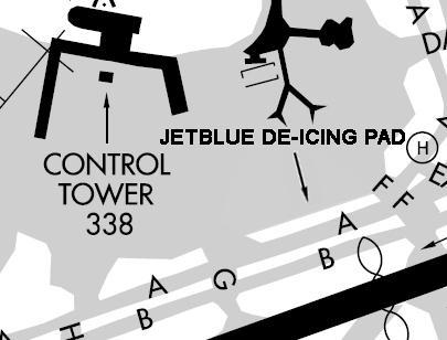 (b) Secondary De-Icing Pads (1) By Hanger 19 on taxiway Papa by taxiway Quebec-Delta (QD).