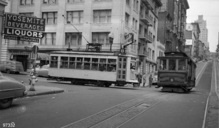 San Francisco never purchased or used Birney cars, but this series of pictures shows our Birney on a memorable tour of the Municipal Railway lines in January 1951.